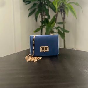 $20 OR FREE NWOT Venus Velvet Cross-body Bag/Clutch Blue w/ Gold Chain